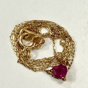 K18 ハートシェイプ ルビー付きネックレス